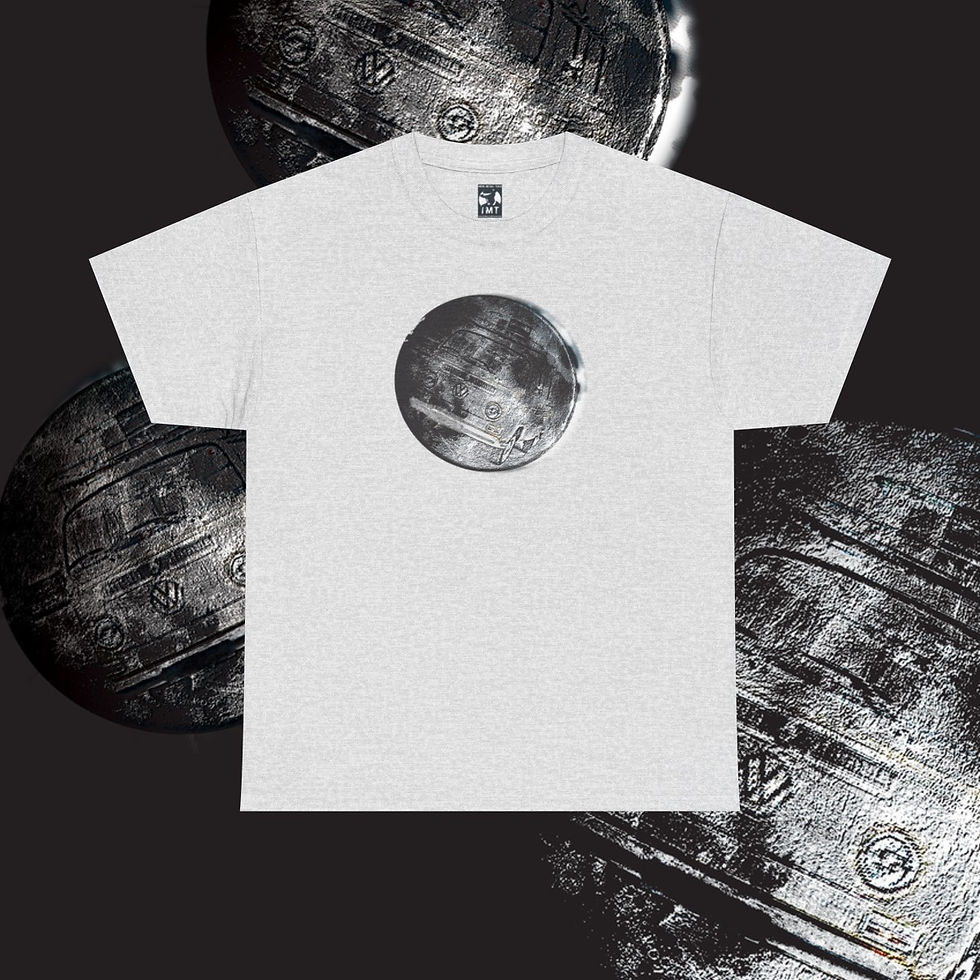 Thumbnail: White t-shirt with a moon graphic. Datsun Unisex tshirt. indiemusictees logo.