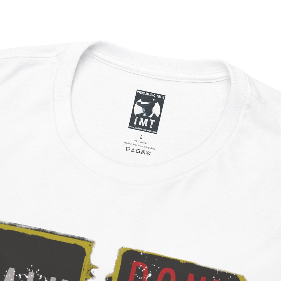 Thumbnail: White t-shirt with IMT logo and text, 666 Unisex tshirt, indiemusictees apparel.