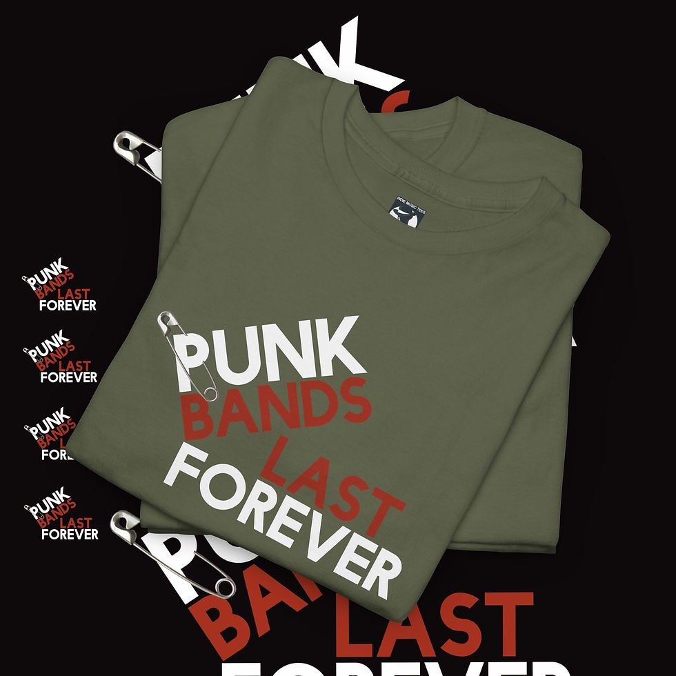 Thumbnail: Military Green front folded Punk Bands last forever tshirt