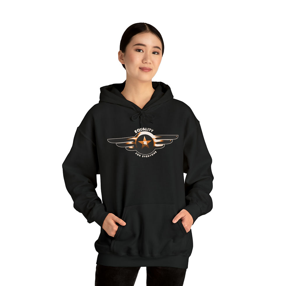 Thumbnail: Woman wearing black hoodie with graphic, indiemusictees. Keep Off The Moors Unisex tshirt