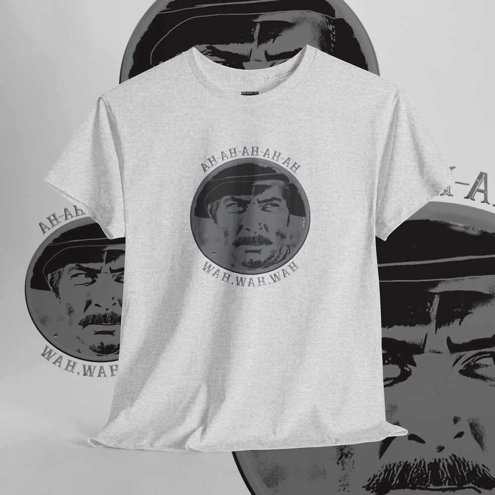 White t-shirt with a portrait and text, Standard Boots Unisex tshirt, indiemusictees.