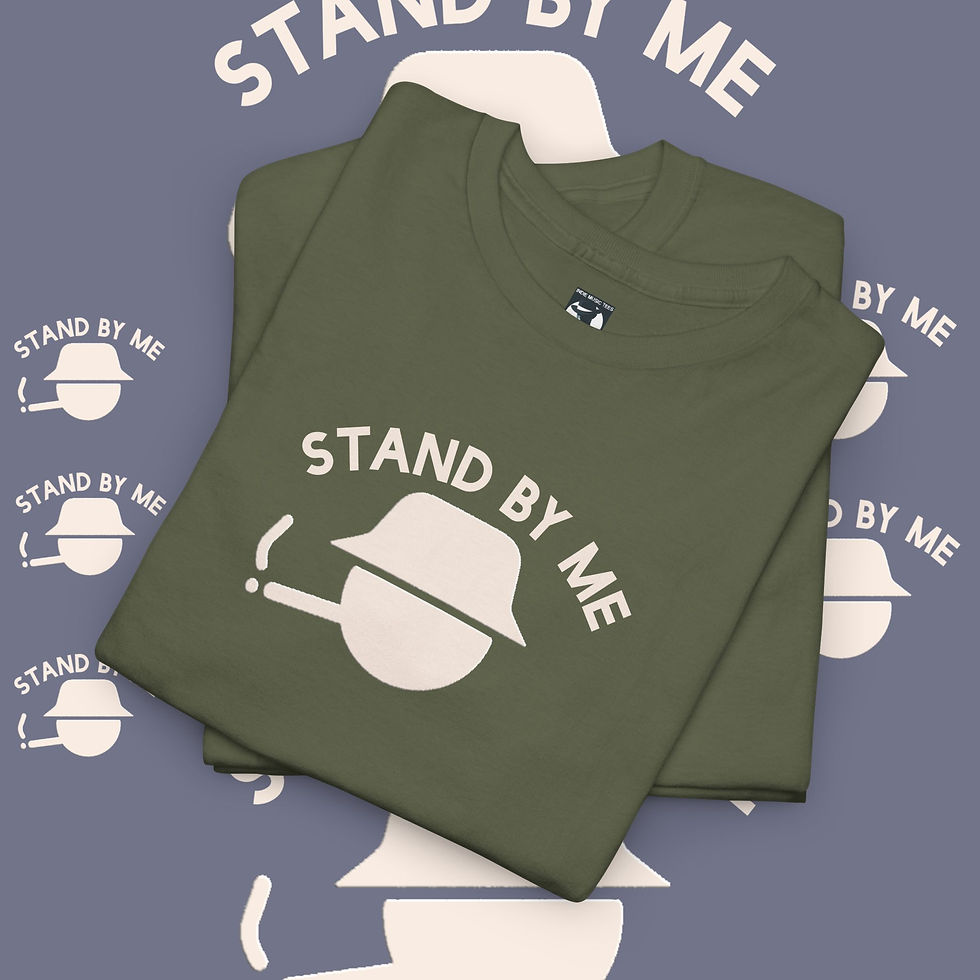 Thumbnail: Green t-shirt with text: STAND BY ME design, indiemusictees apparel.