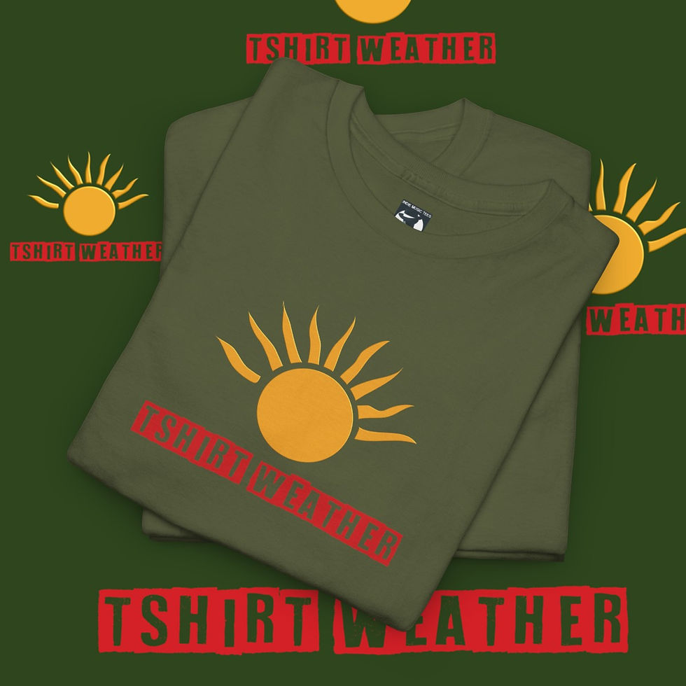 Thumbnail: Green T-Shirt with a sun design, text reading TSHIRTWATHER, What You Looking At? Unisex tshirt. indiemusictees