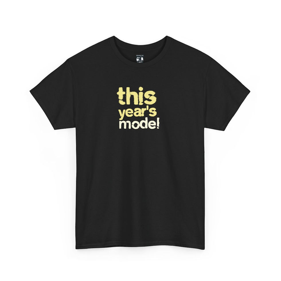 Thumbnail: Black t-shirt with text: this year's model. the skids ahoy ahoy tshirt indiemusictees