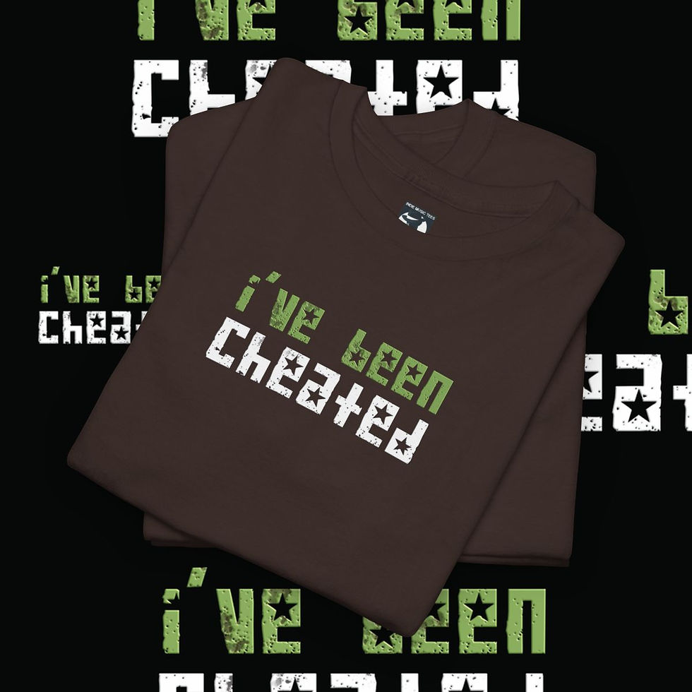 Thumbnail: Product: I've Been Cheated Unisex tshirt chocolate brown front folded