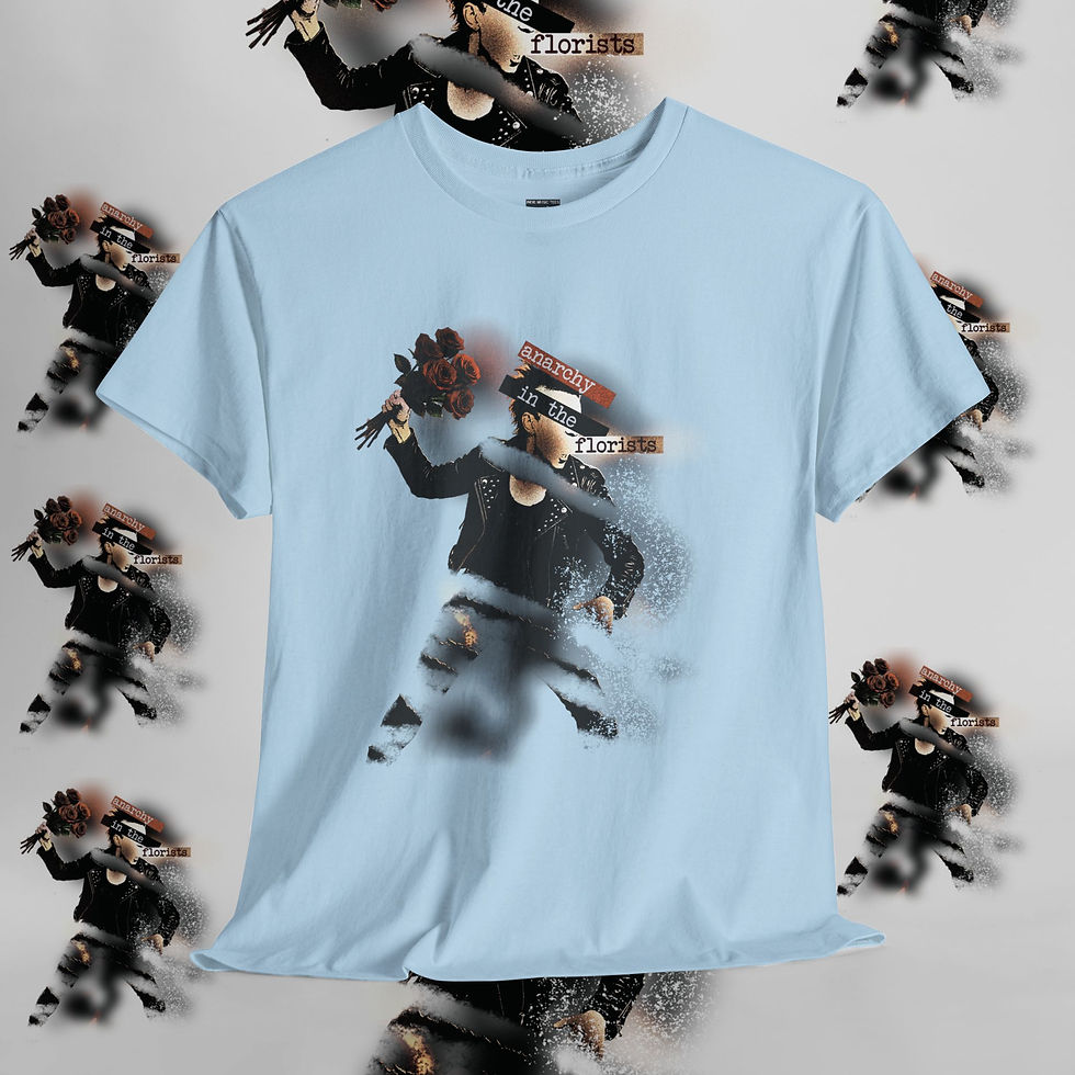 Thumbnail: Light blue t-shirt with a fighting image Lee J Unisex tshirt indiemusictees