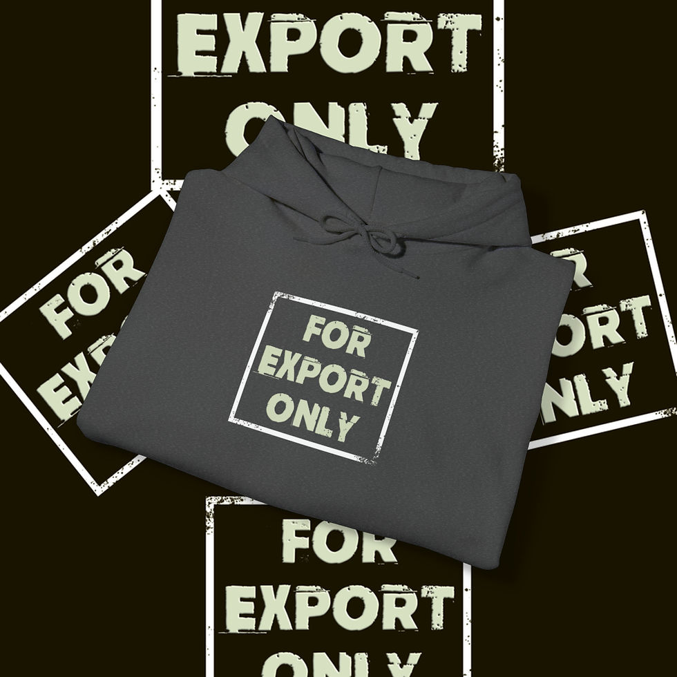 Thumbnail: Black shirt with "FOR EXPORT ONLY" displayed on a dark background. indiemusictees