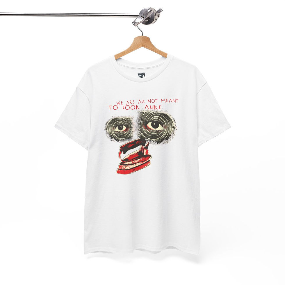 Thumbnail: White t-shirt with graphic design, "Put Your Face On", headphones tshirt indiemusictees