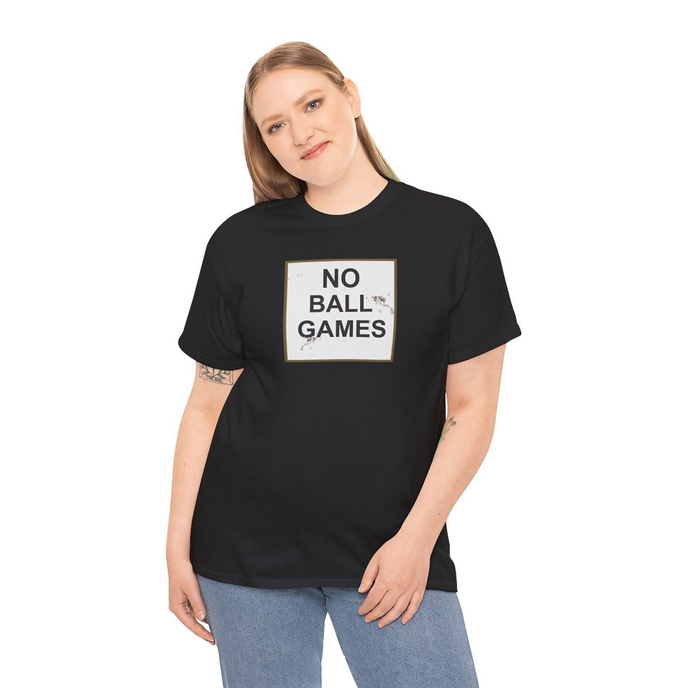 Thumbnail: Woman wearing black t-shirt with text: NO BALL GAMES. Humanity Is A Choice Unisex Crewneck Sweatshirt.