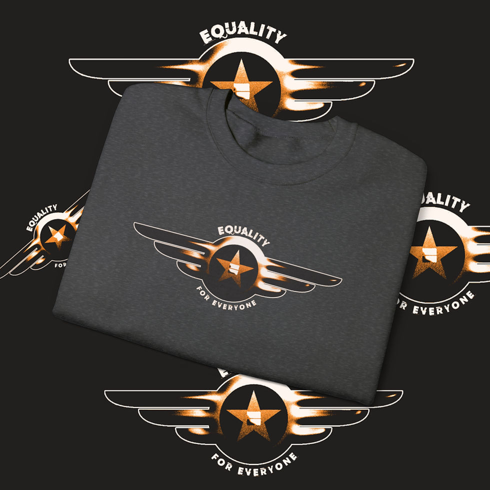 Thumbnail: Equality for Everyone shirt with a star logo in a black background. 