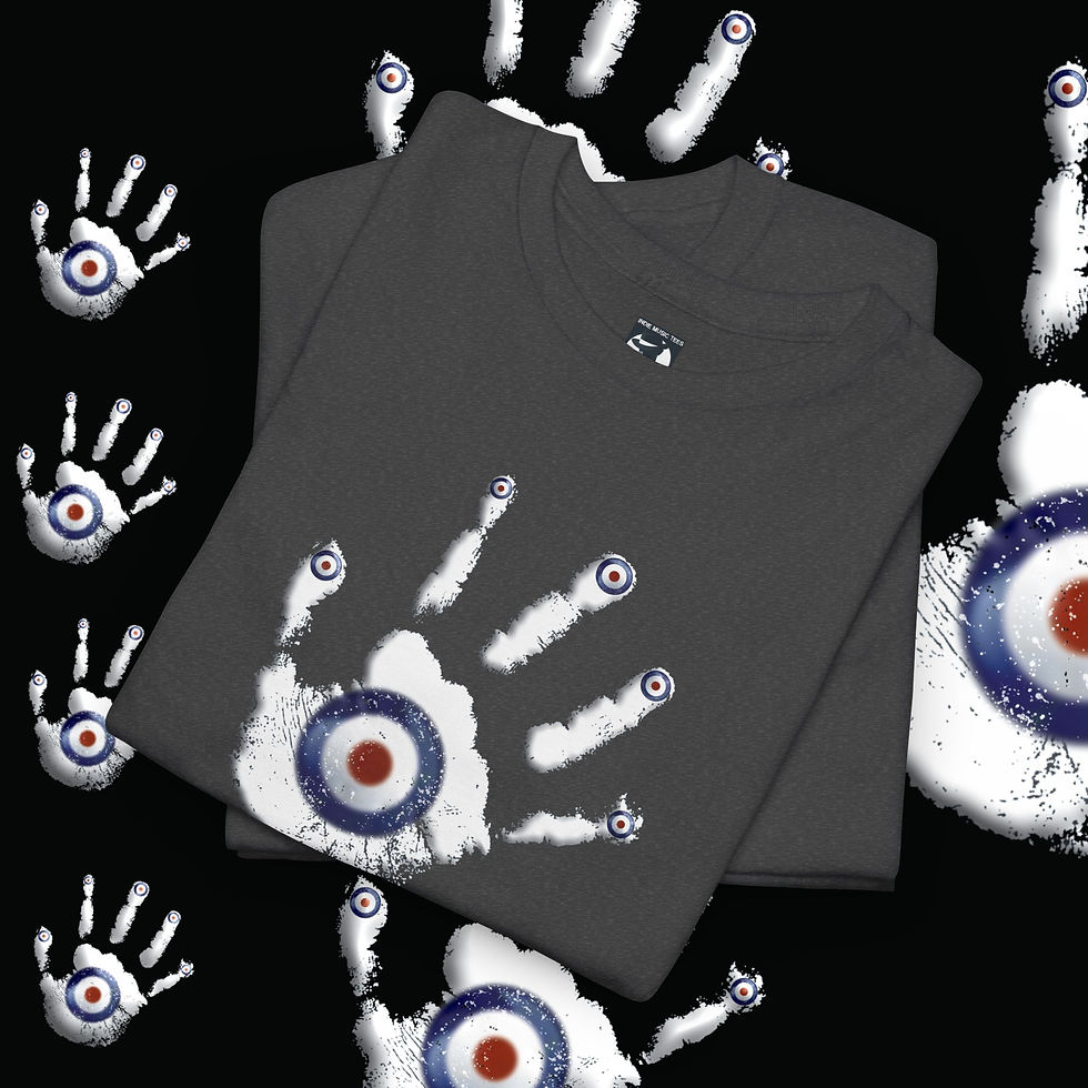 Thumbnail: mod handprint dark heather tshirt folded