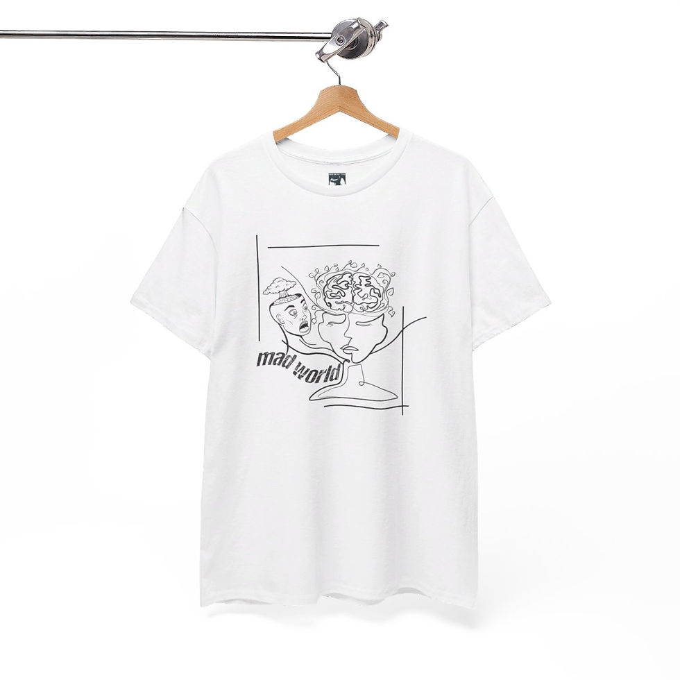 Thumbnail: White t-shirt with graphic art print, reads: 