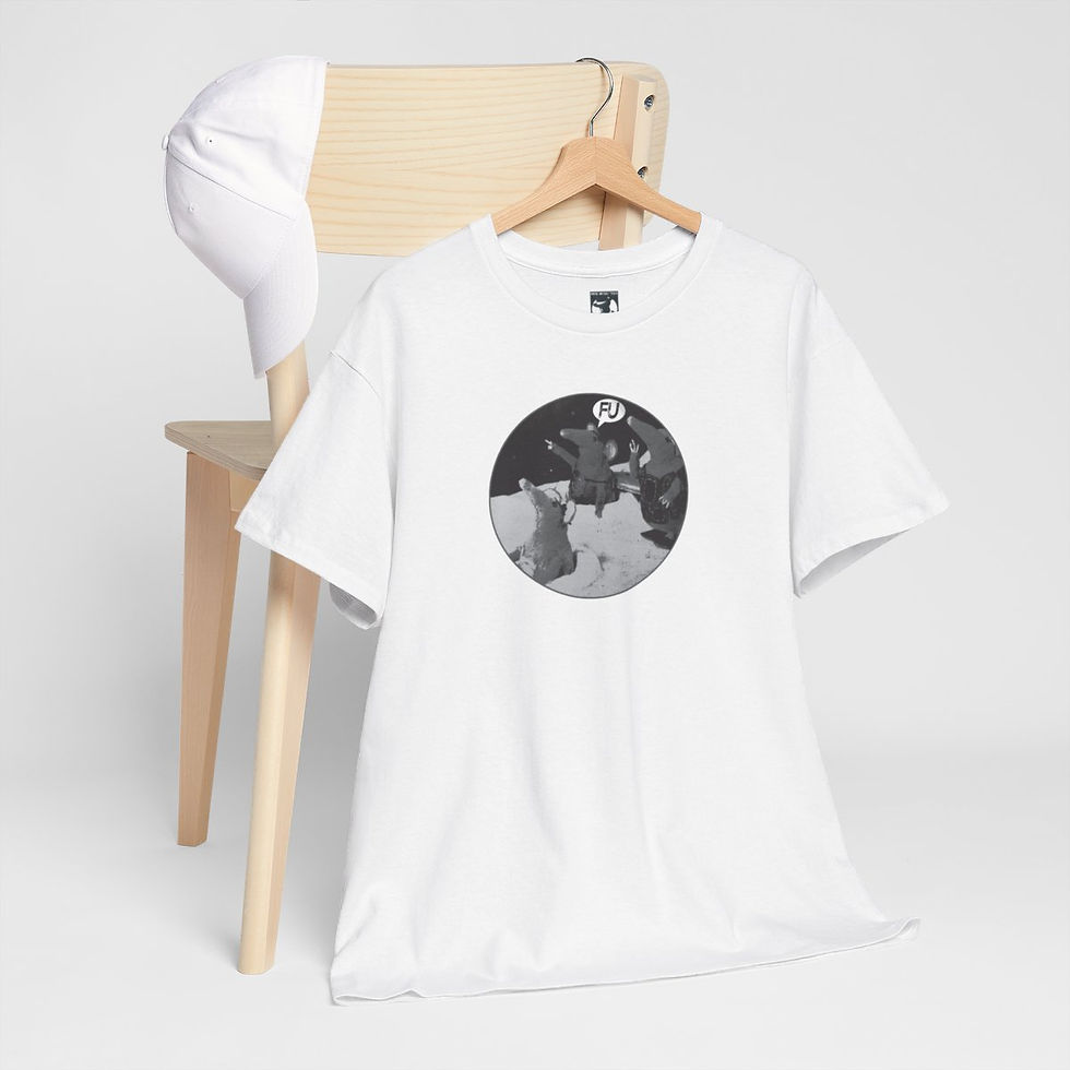 Thumbnail: White t-shirt with a moon graphic, displayed on a wooden chair indiemusictees.