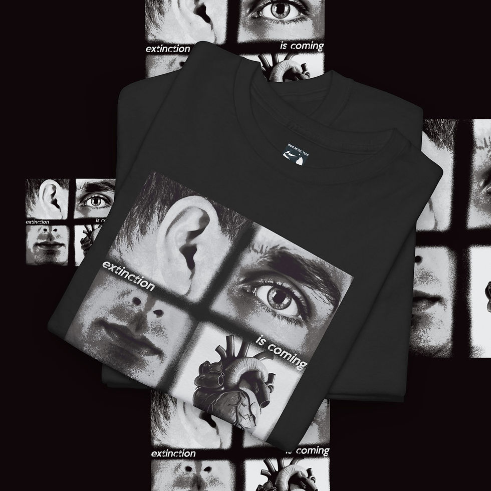 Product: Extinction Is Coming Unisex tshirt black front folded