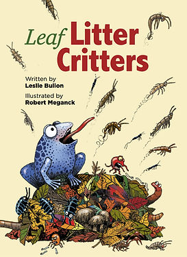 Leaf Litter Critters book cover frog trying to eat many arthropods