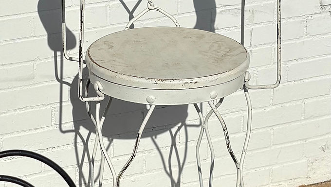 Vintage Ice Cream Parlor Bar Stool Twisted Metal Heart Shaped Back Rest