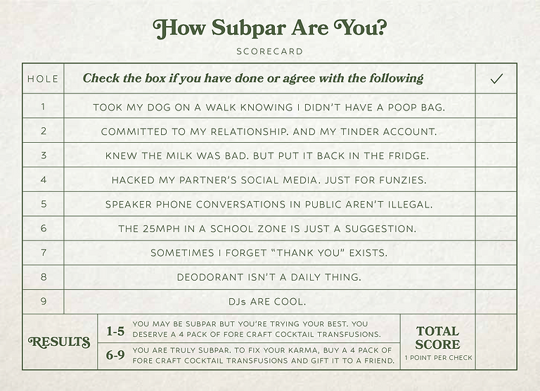Subpar Sorecard
