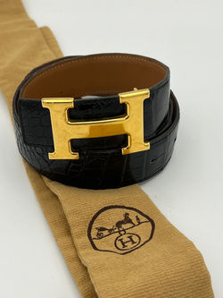 HERMES CROCODILE CONSTANCE H BELT