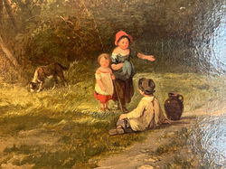 ANTIQUE PASTORAL OIL PAINTING