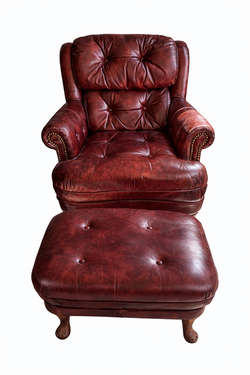 TUFTED LEATHER CLUB CHAIR/OTTOMAN BY CLASSIC LEATHER