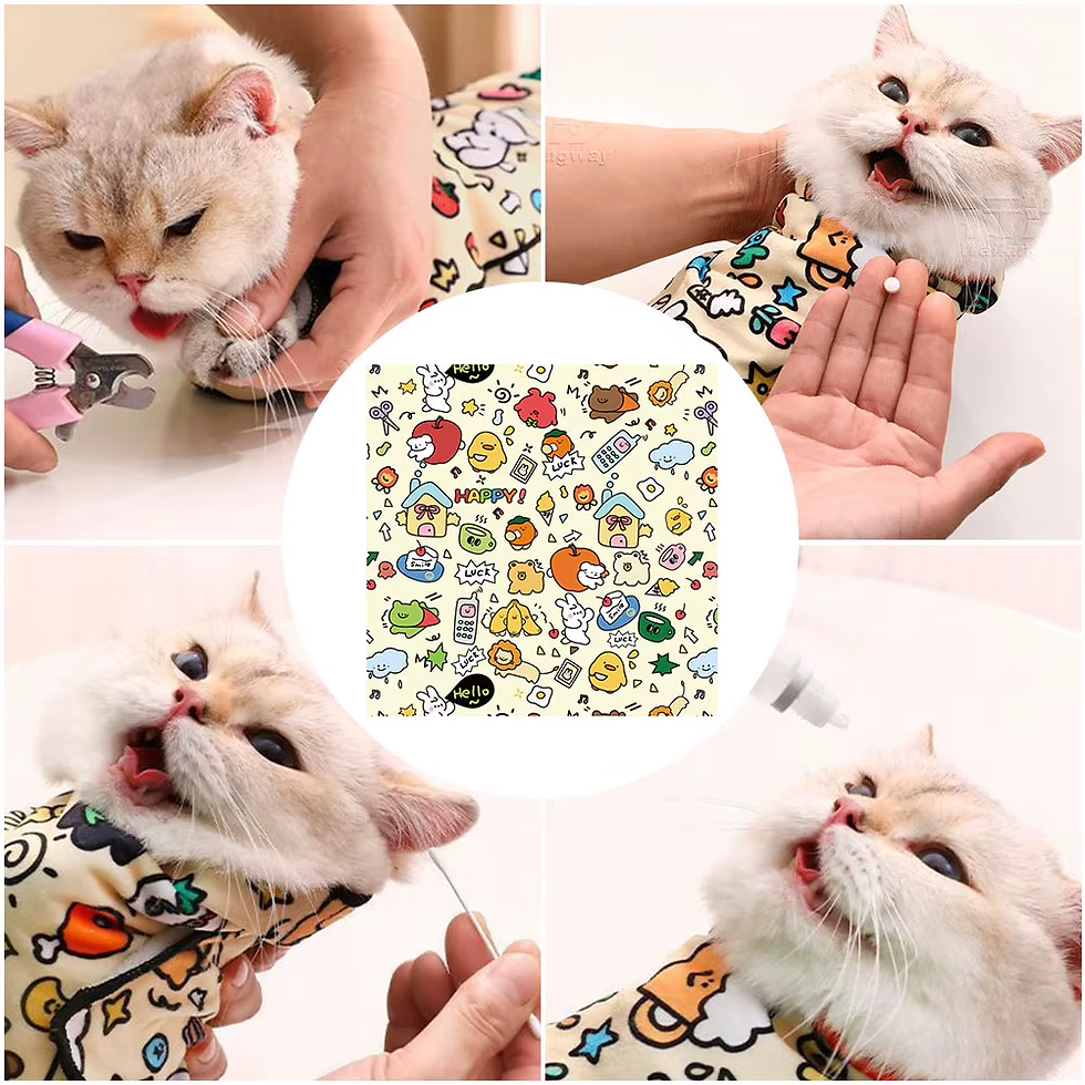 Thumbnail: Cat Grooming Wrap Self-Adherent Cat Swaddle Burrito Wrap Anti-Bite Anti-Scratch 
