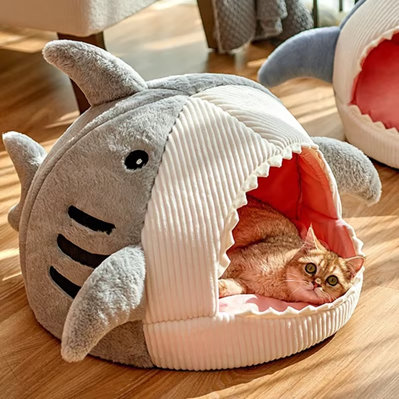 Thumbnail: Warm Cat Beds Cartoon Shark Pet Cave Beds Sweet Kittens Basket Cushion Cat Pillo