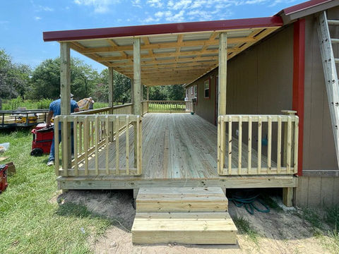 covered deck with rail