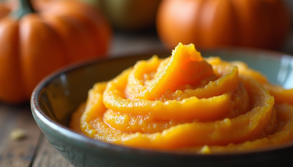 Rich and velvety pumpkin puree, showcasing the potential of natural pumpkin enzymes.