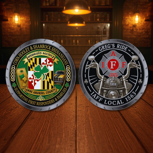 PRE-ORDER: Corn-Hooley / Greg's Ride Challenge Coin | The Emerald