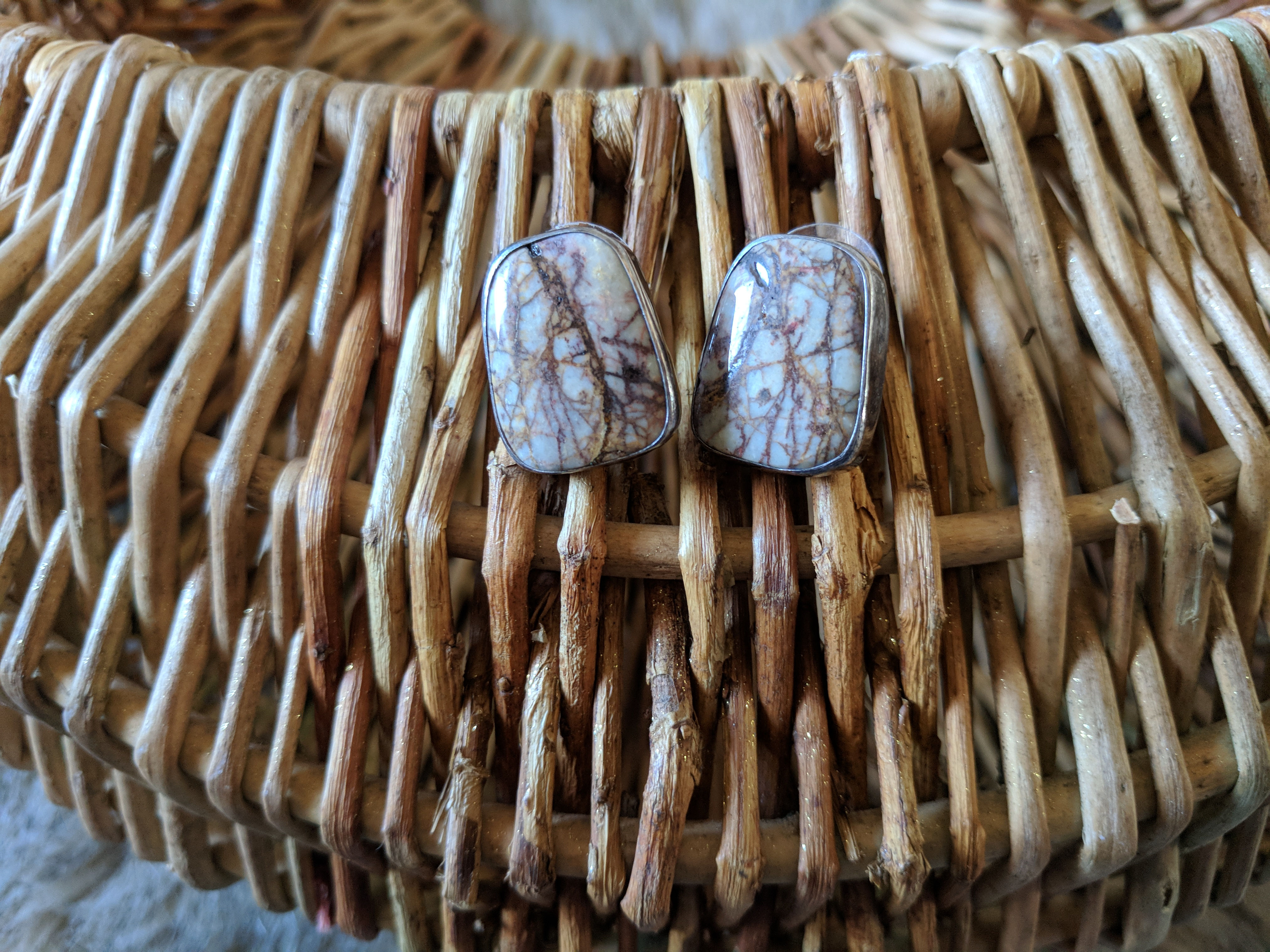 T. Skeets Navajo Crazy Horse Magnesite Sterling Earrings