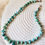 Thumbnail: Sterling Pearl and Turquoise Necklace