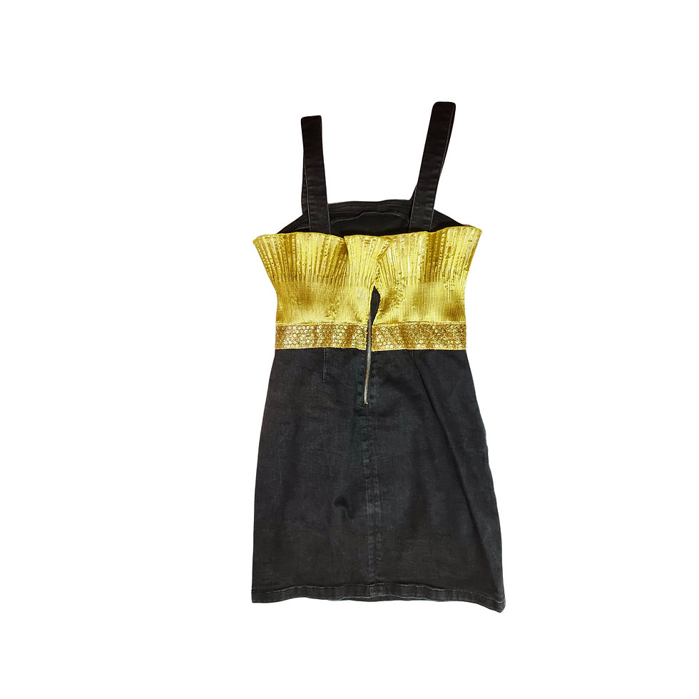 Thumbnail: Gold Painted Denim Dress