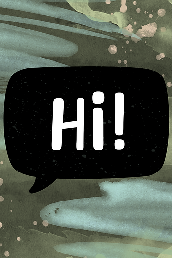 an abstract background with a text bubble icon that says hi