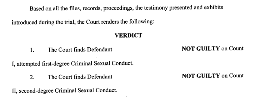 Court order for a not guilty verdict of third-degree assault