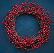 Christmas wreath with red berries on the