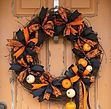 Halloween wreath with black and orange r