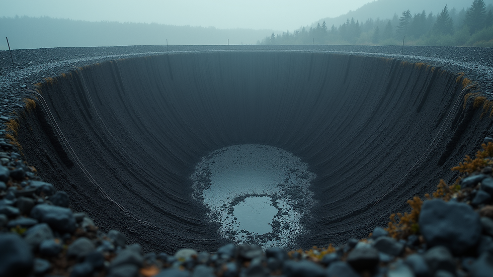 High angle view of underground carbon storage site
