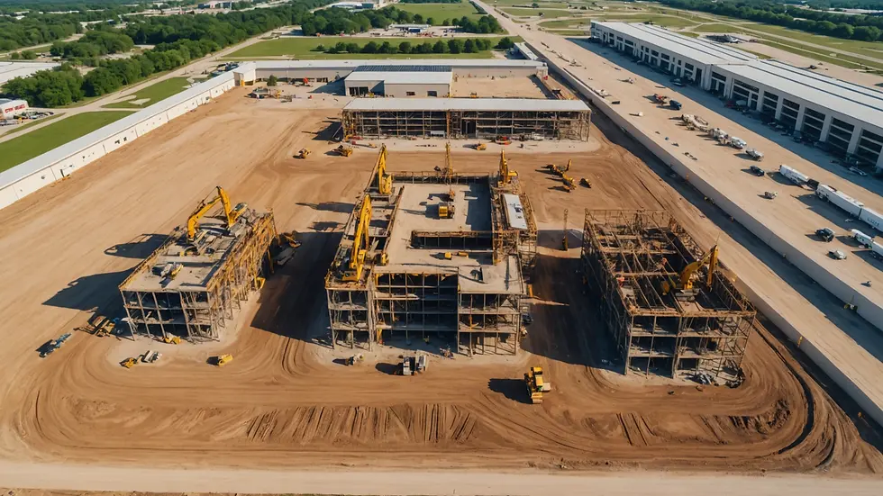 Aerial view of a large construction site in Texas
