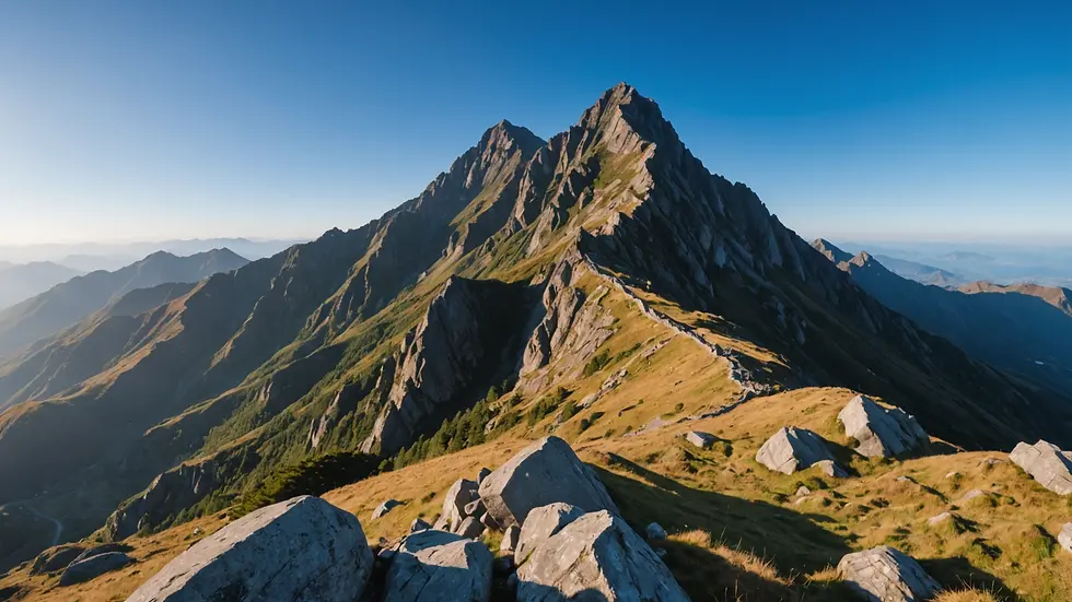 Wide angle view of Hallasan mountain under a clear blue sky