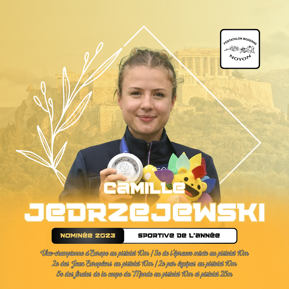 Camille Jedrzejewski (Noyon Pentathlon Moderne) - Vice-championne d'Europe au pistolet 10m / 3e de l'épreuve mixte au pistolet 10m /// 2e des Jeux Européens au pistolet 10m / 2e par équipes au pistolet 10m /// 5e de la finale de la coupe du Monde au pistolet 10m / 5e de la finale de la coupe du Monde au pistolet 25m