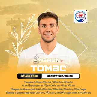 Mewen Tomac (Amiens Métropole Natation) - Champion de France 50m dos / 100m dos / 200m dos /// 4e des Championnats du Monde 200m dos / 8e du 100 dos /// Champion de France en petit bassin 100m dos / 200m dos / 50m dos / 200m 4 nages /// Champion d’Europe en petit bassin 50m dos / 100m dos / 2e 4x50m nages mixtes / 3e 200m dos