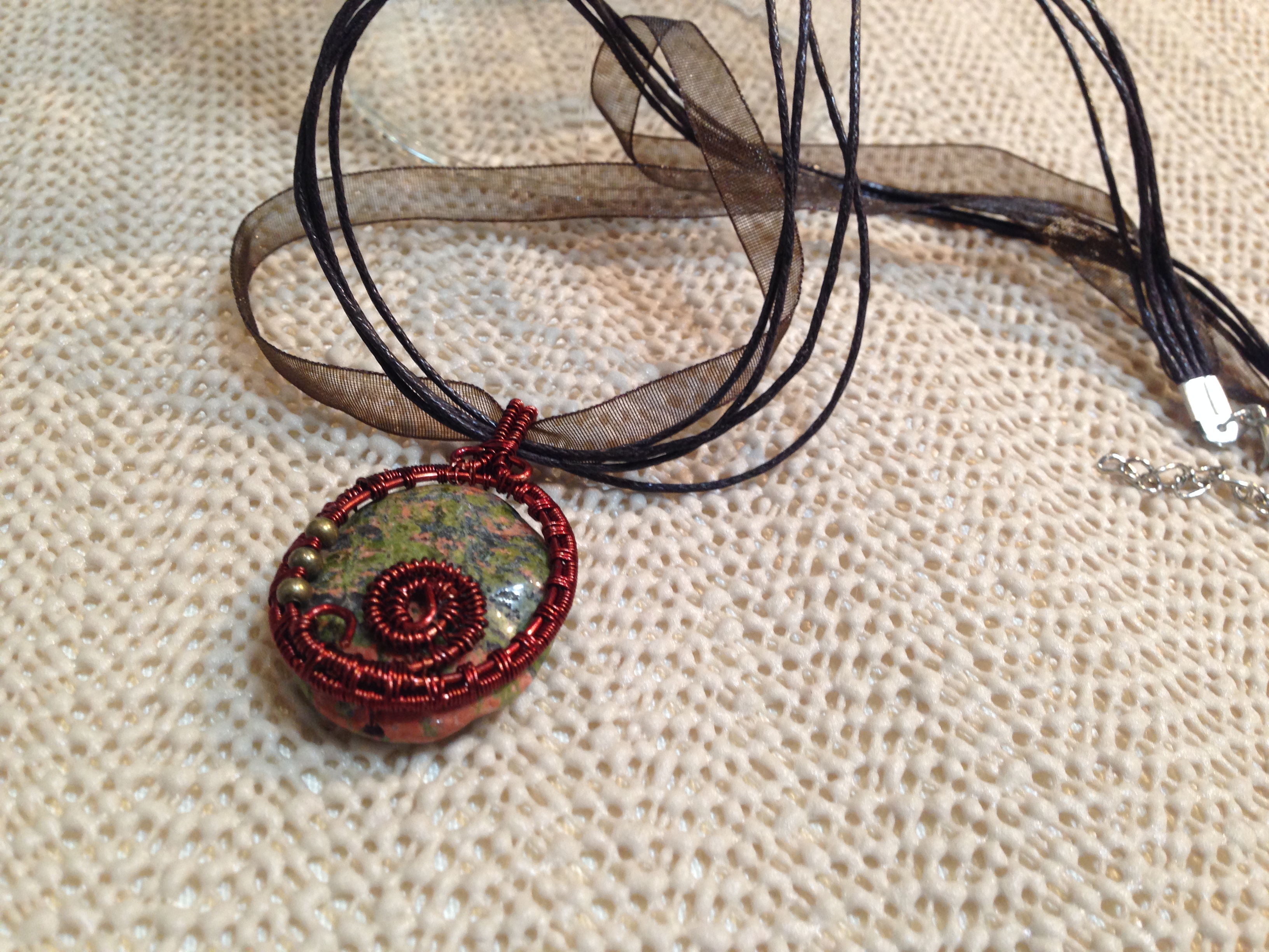 Wire wrapped gemstone pendant