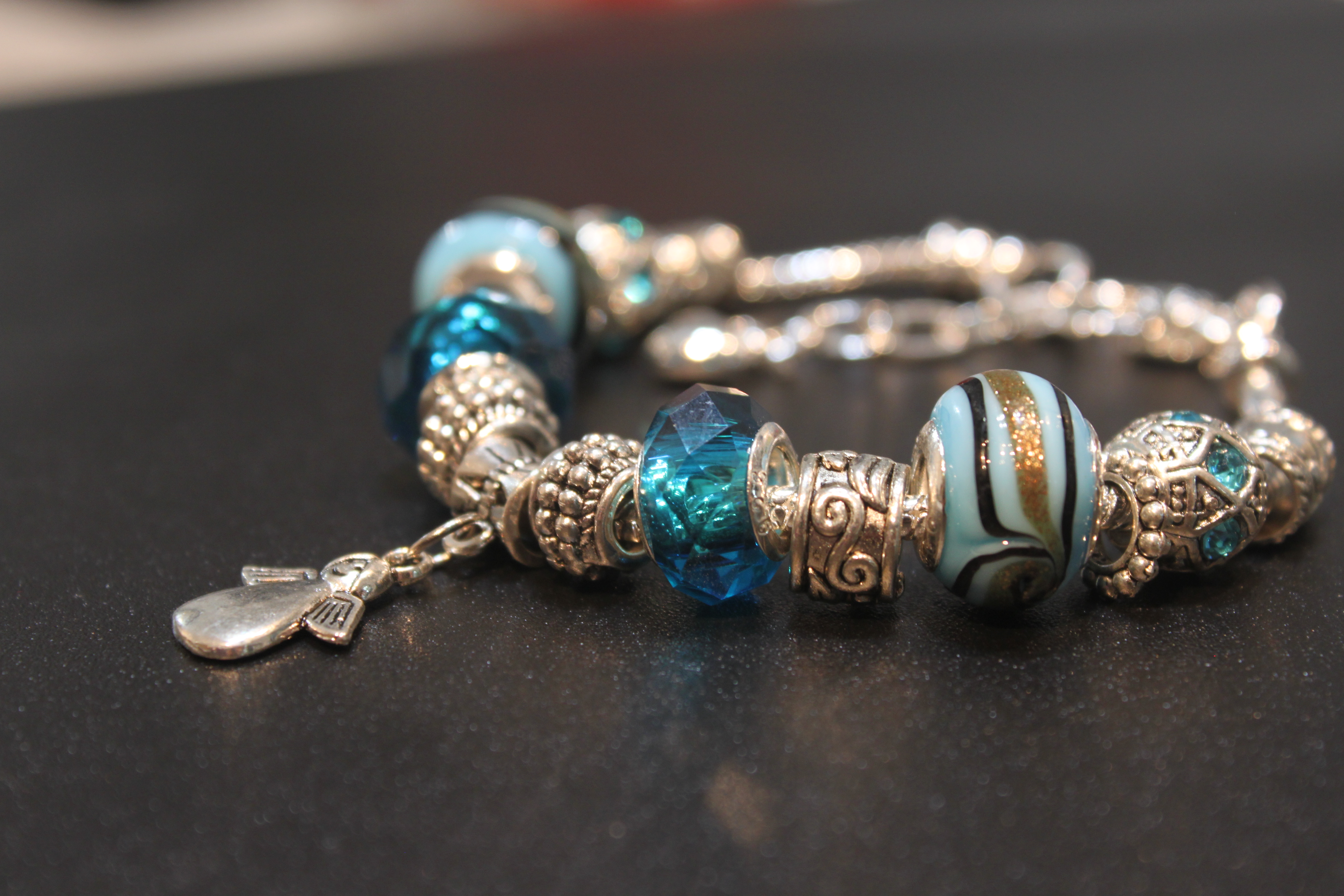 Angel charm bracelet - Blue