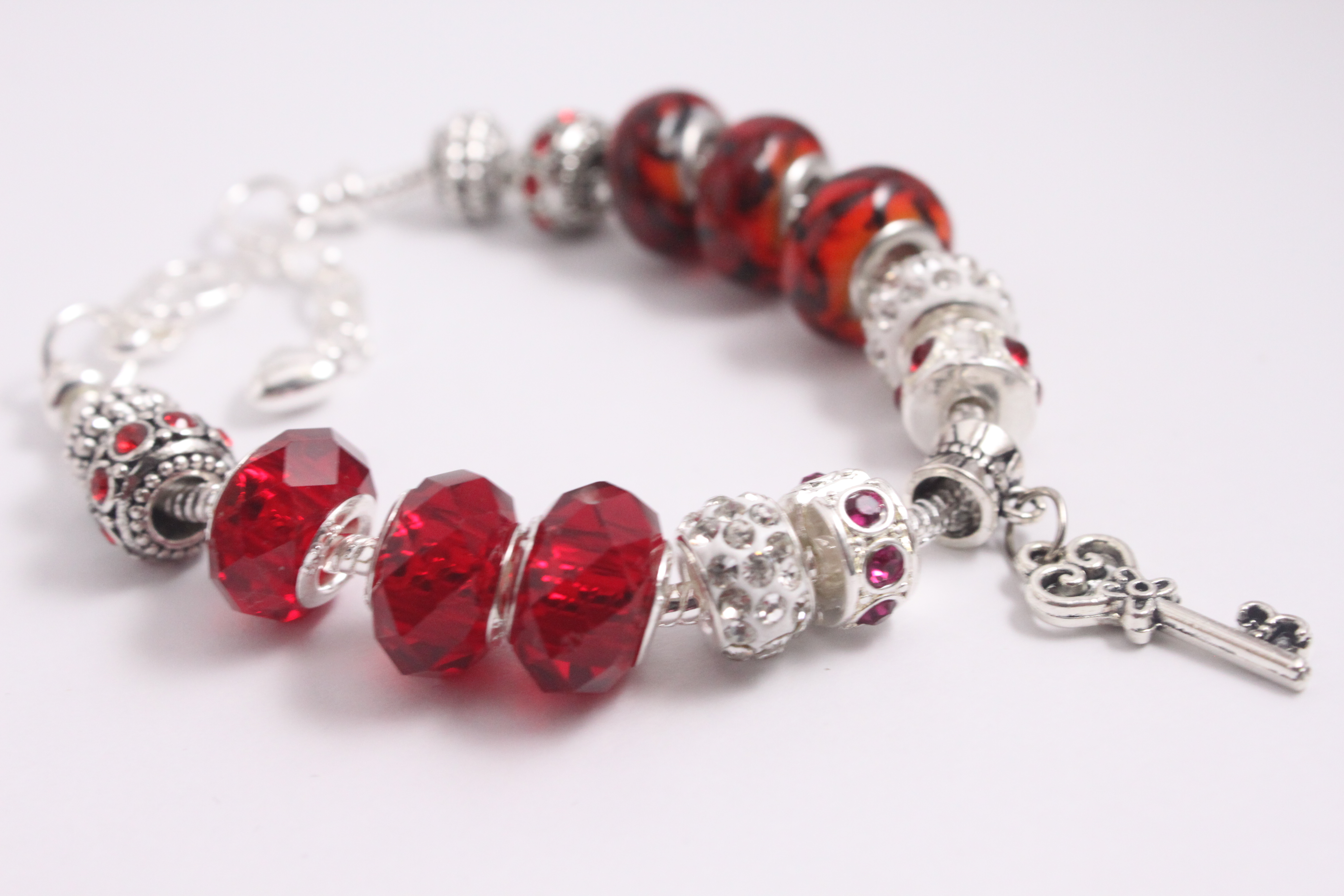 Key charm bracelet - red