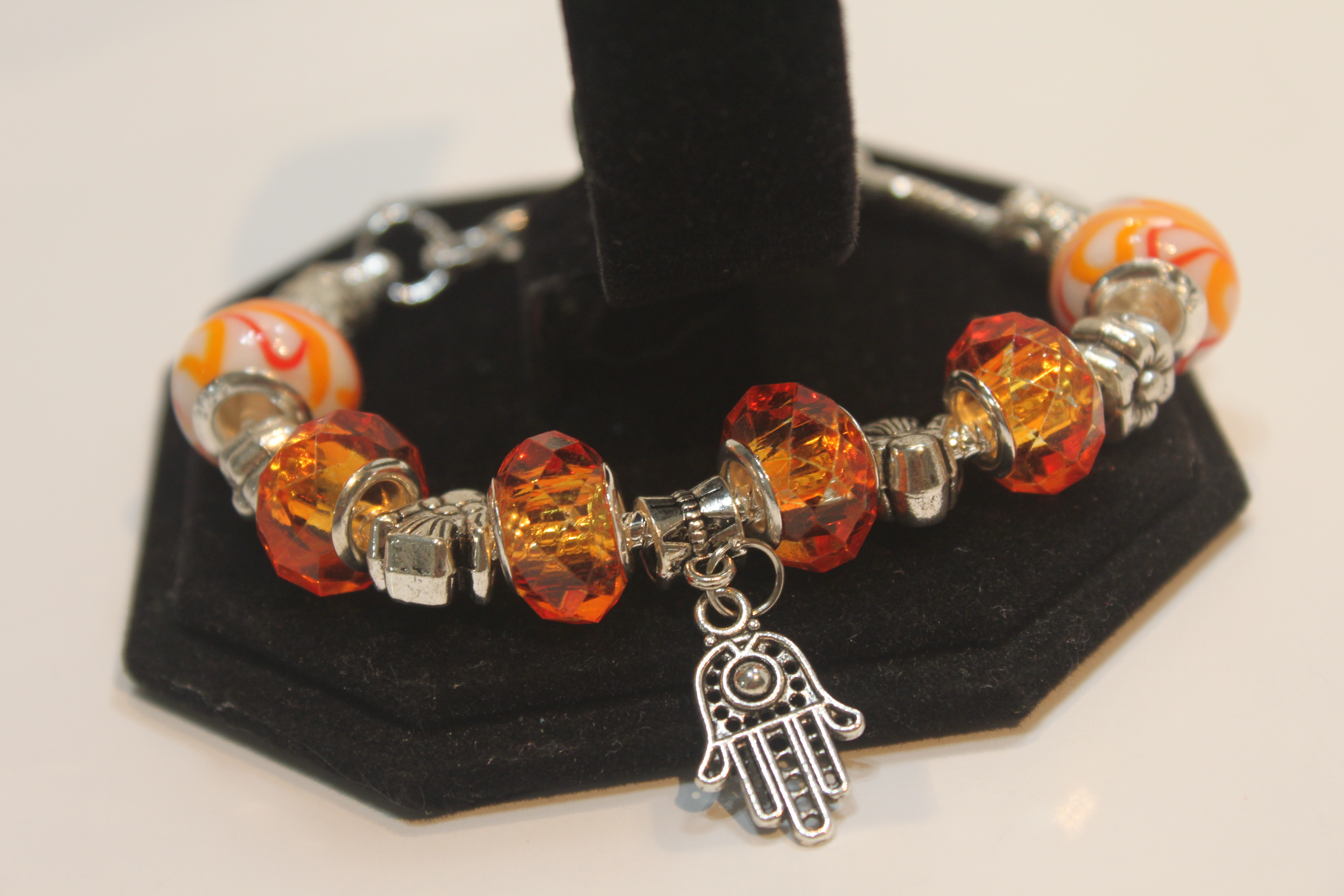 Hamsa charm bracelet - orange