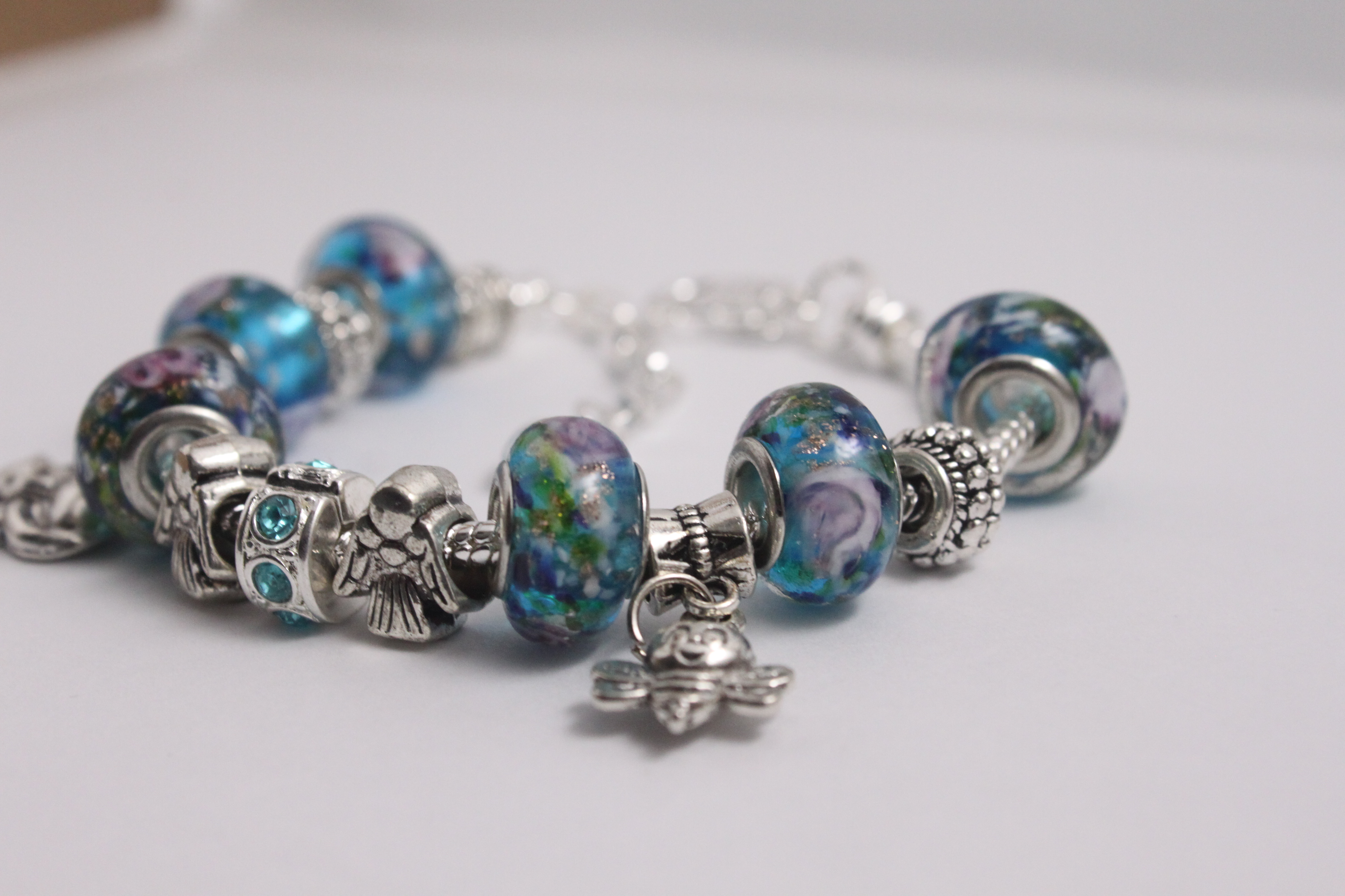 Double charm bracelet - various blue