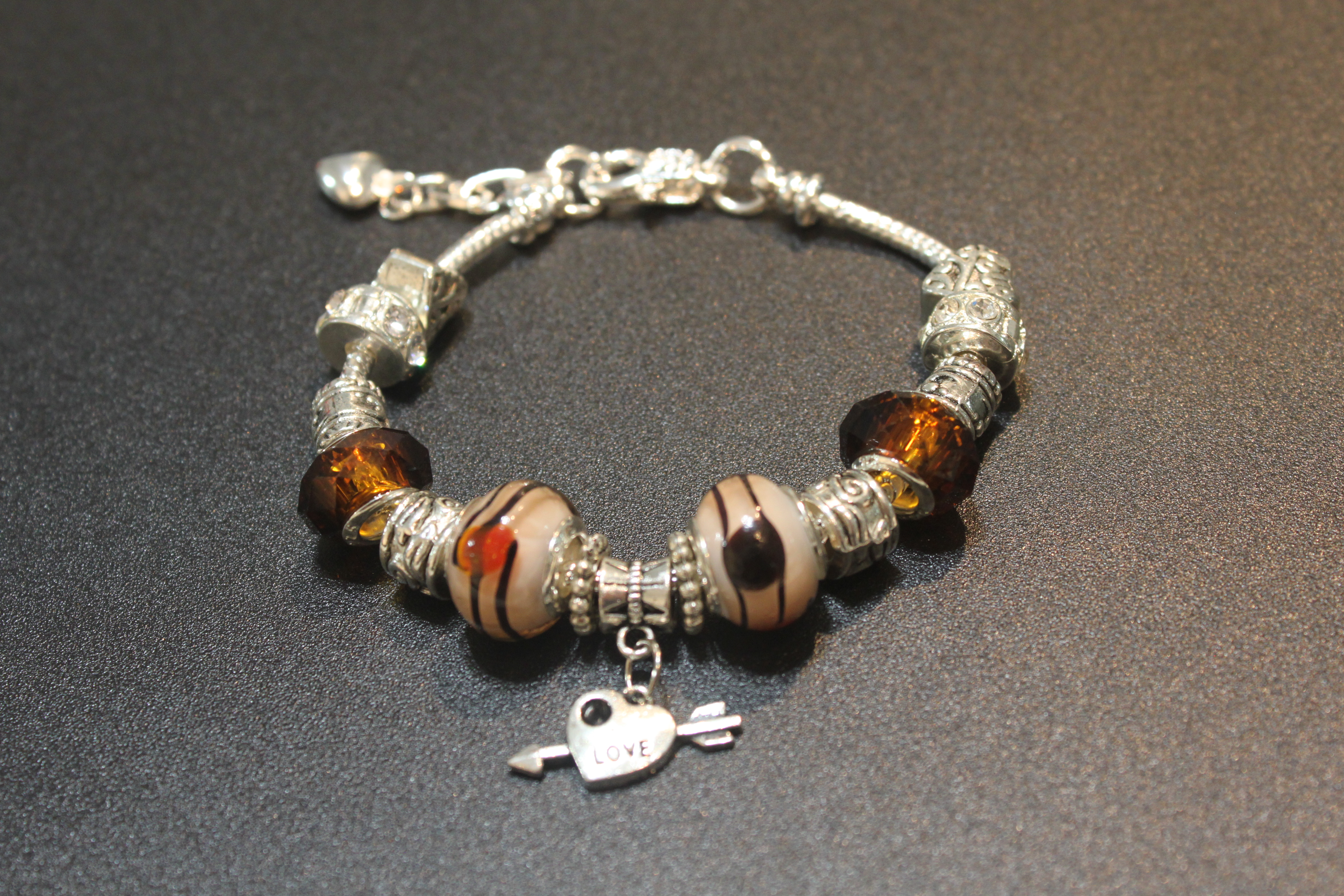 Love charm bracelet - Amber