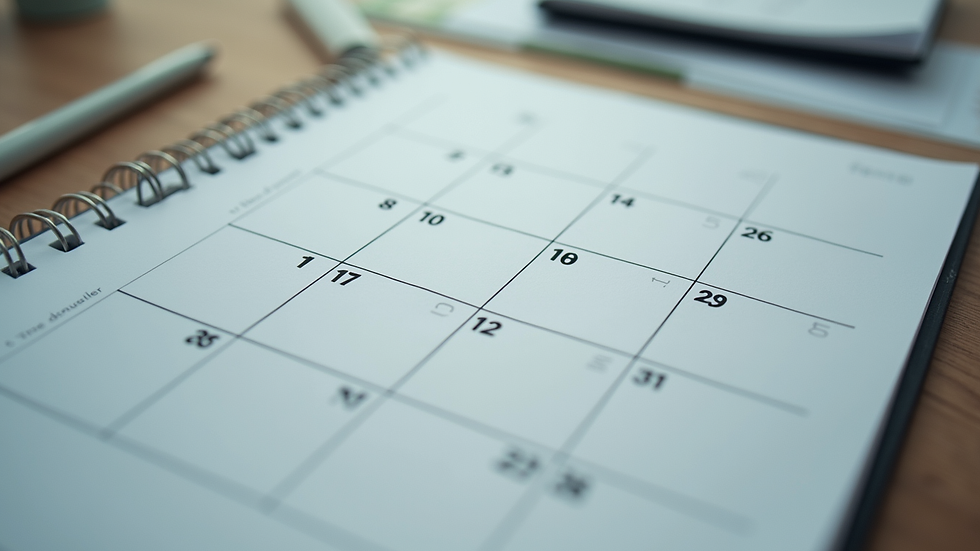 High angle view of a calendar with marked dates for moving