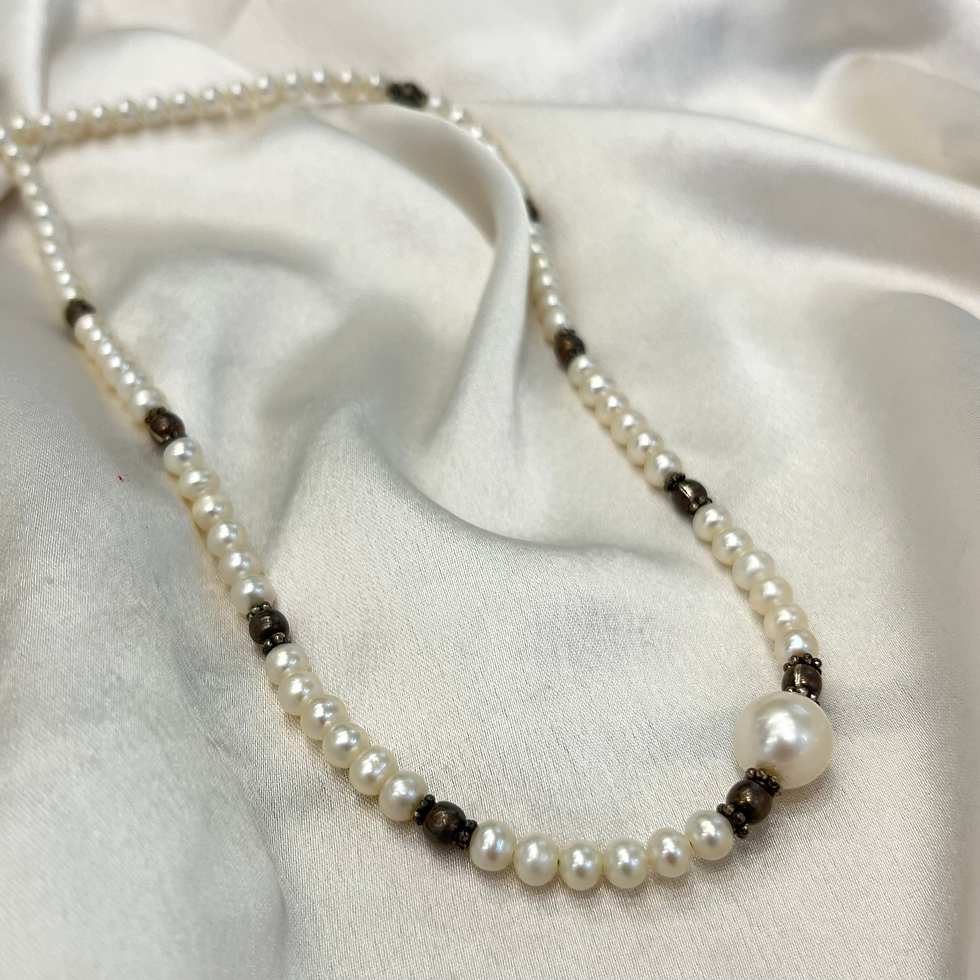 Miniatura: Genuine Freshwater pearl silver necklace
