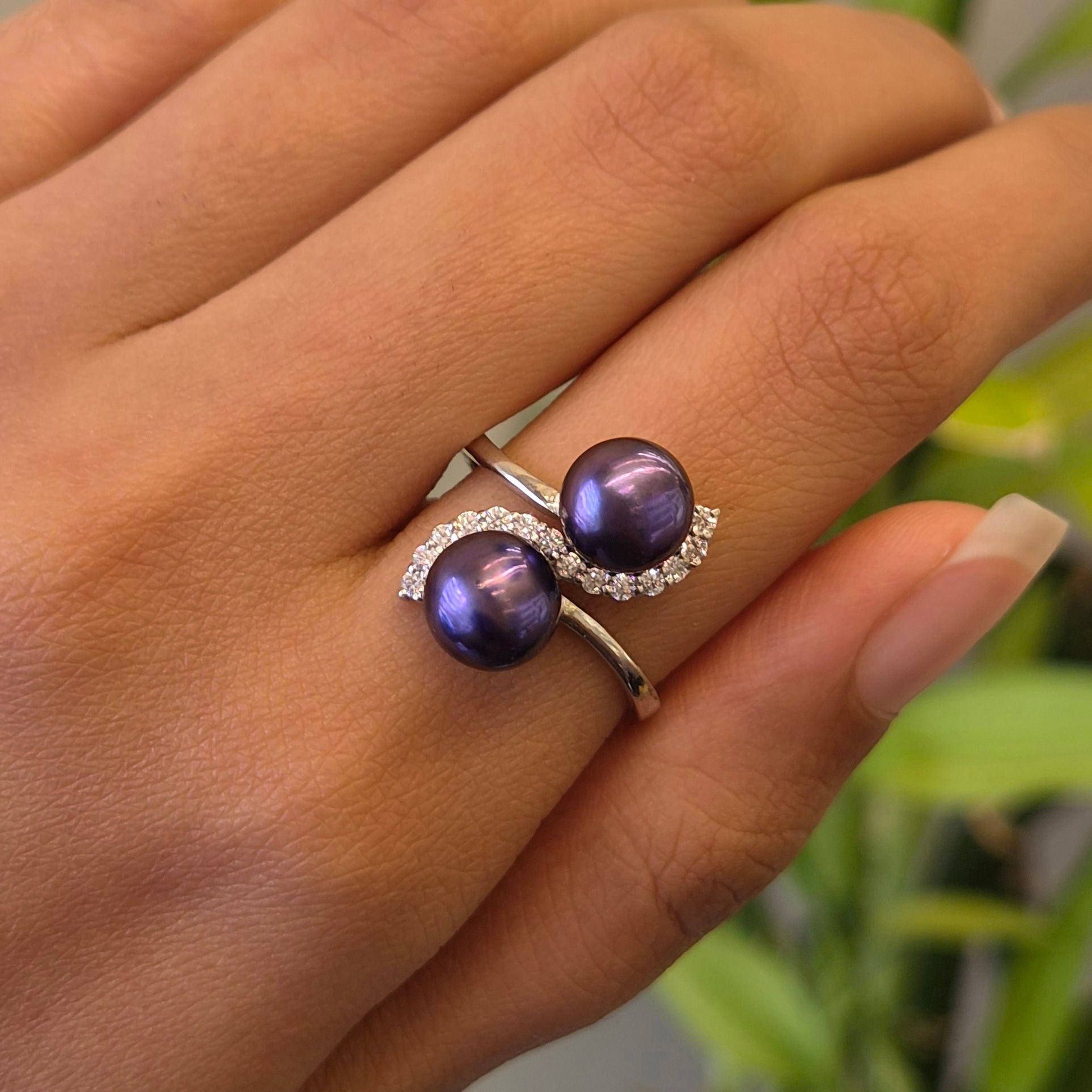 Real Freshwater Pearl 925 Sterling Silver Round Ring